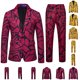 thumbnail image 1 of RKSTN Tuxedo Suits for Men 2PC Lapel Single Breasted Button Printed Dress Suit Sets Men's Turndown Regular Fits Floral Print Blazers and Pant 2 Piece Set Wedding Business Performance Prom Dress Set, 1 of 10