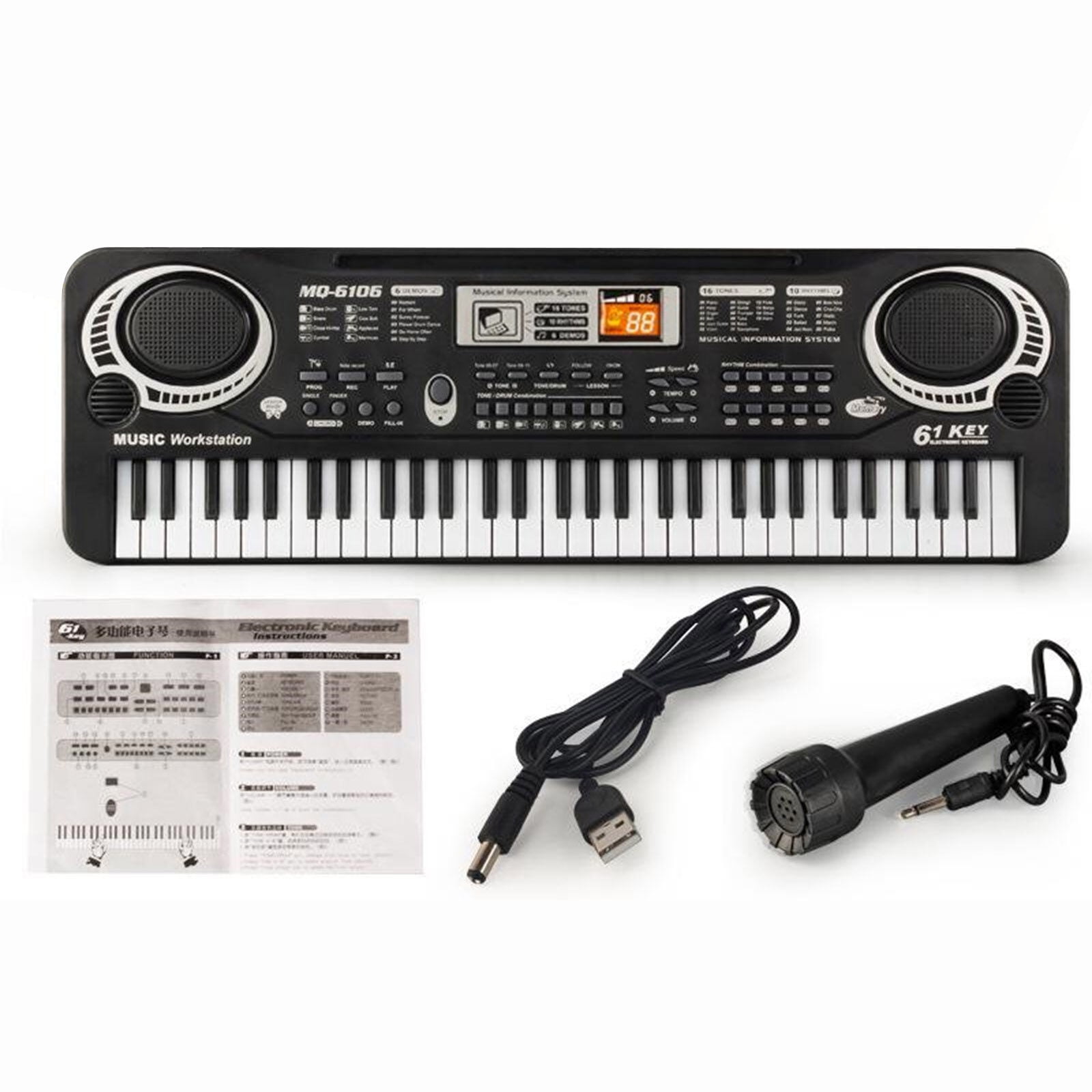 Electronic Piano Keyboard for Kids, 61 Keys Beginner Electric Piano with Microphone, Digital Music Piano, Portable Electronic Keyboard Piano, Musical Instrument Piano Toys for Girls Boys Gift