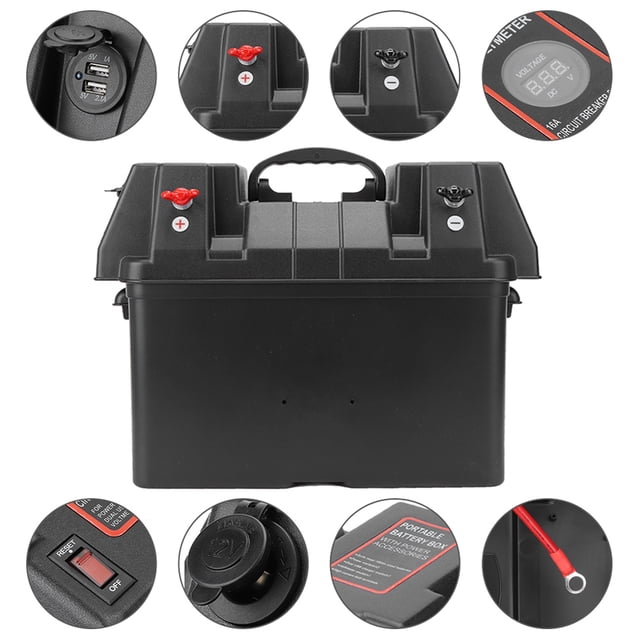 Estuche para batería, batería inteligente multifuncional de 12 V, voltímetro de batería, estación de energía para automóvil, logre más