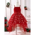 thumbnail image 3 of WIBACKER 2Pcs Kid Girl Xmas Dress and Cardigan Suit Spaghetti Strap Snowflake Print Lace Dress and Velvet Cardigan Tops Outfits 2-8Y, 3 of 12