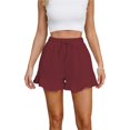 thumbnail image 4 of XIMIN Teen Girls Quick Drying Shorts Women's Spring/Summer New Ruffle Edge Elastic Waist Drawstring Casual Shorts, 4 of 5