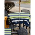 thumbnail image 6 of Outdoor Tablecloth with Umbrella Hole, Navy Blue Green Striped Spillproof Waterproof Outdoor Table Cover, Gradient Horizontal Lines Patio Tablecloths for Party/Garden/Picnic, Square 54"x54", 6 of 7