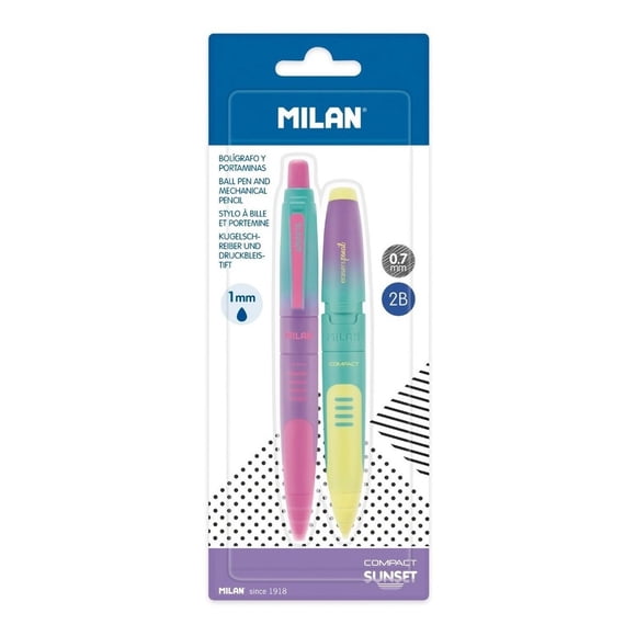 Set Pluma Tinta Azul + Lapicero Milan Compact Sunset multicolor SIN TAMAÑO