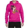 thumbnail image 2 of Wild Bobby God Made Me This Way Cross with Sunflowers Inspirational/Christian Unisex Hoodie Sweatshirt, Fuschia, Small, 2 of 6