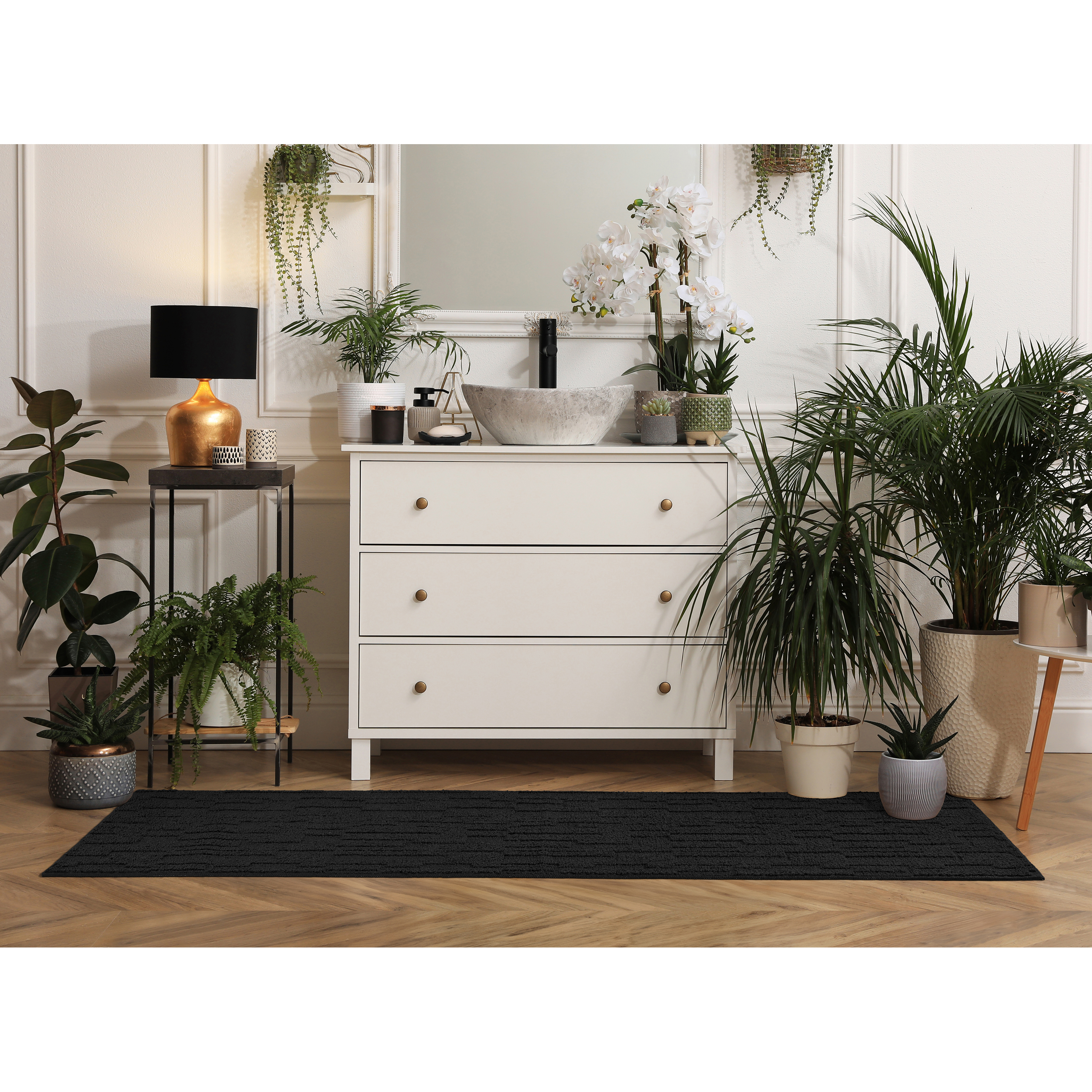 Garland Rug Brentwood Pixel Black Indoor Runner Rug, 2' x 8'