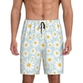thumbnail image 1 of Balery Daisies Flowers Pantalones cortos de pijama de punto de algodón para hombre con cinturilla y bolsillos-Large, 1 of 6