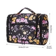 thumbnail image 5 of Large Hanging Travel Toiletry Bag Dopp Kit with Hook Cosmetic Makeup Organizer with Brush Holder Water-Resistant Bathroom for Women Men, Black Flower, 5 of 8