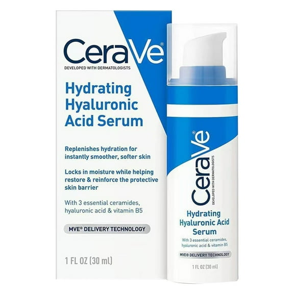 Hyaluronic Acid Serum for Smoother Softer Skin, Hyaluronic Acid Serum for Face with Vitamin B5 and Ceramides Hydrating Skincare Normal to Dry Skin1 fl oz