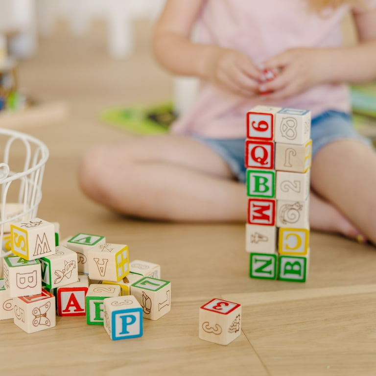 Melissa Doug Deluxe Wooden ABC 123 1 Inch Blocks Set With
