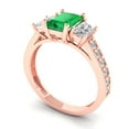 thumbnail image 2 of 1.88 ct Emerald Cut Simulated Emerald 3 Stone 18K Rose Gold Womens Engagement Ring, 2 of 5