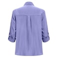 thumbnail image 5 of Outfmvch Summer Blouse for Women Linen Shirts for Women Solid Color Business Linen Cotton Shirts Oversized Tshirts for Women Loose Fit Tees Tops for Women Golf Shirt Casual Plaid Tops Purple 5XL, 5 of 8