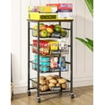 thumbnail image 2 of 5-Tier Pull-Out Basket Kitchen Cart on Wheels – Rolling Pantry Organizer with Wood Top for Vegetables, Snacks & More, 2 of 9