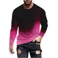 thumbnail image 2 of M-4X Plus Size Mens Big & Tall T Shirts Long Sleeve Tshirts Shirt Casual Pullover Crewneck Gradient Printed Slim Basic Athletic Workout Tees Tops, 2 of 5