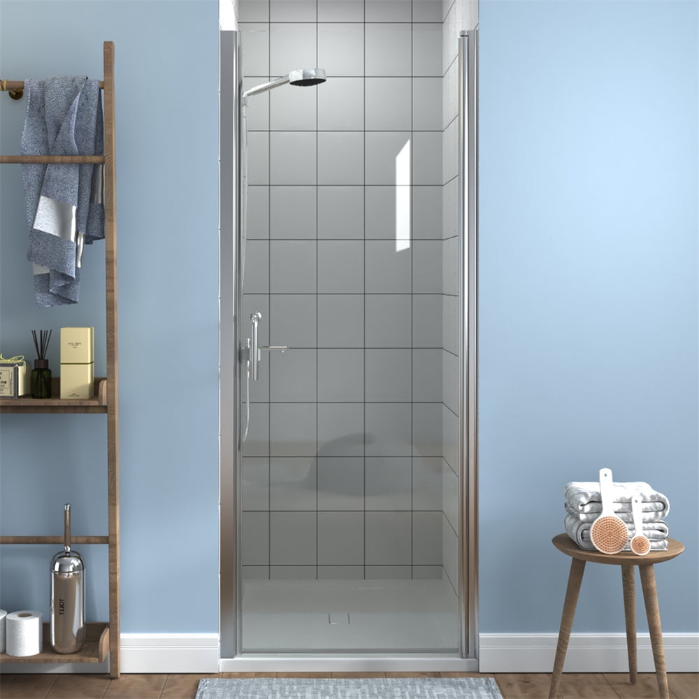 ExBrite 30 31.5 x 72 inch Pivot Shower Door Frameless Chrome Hinged