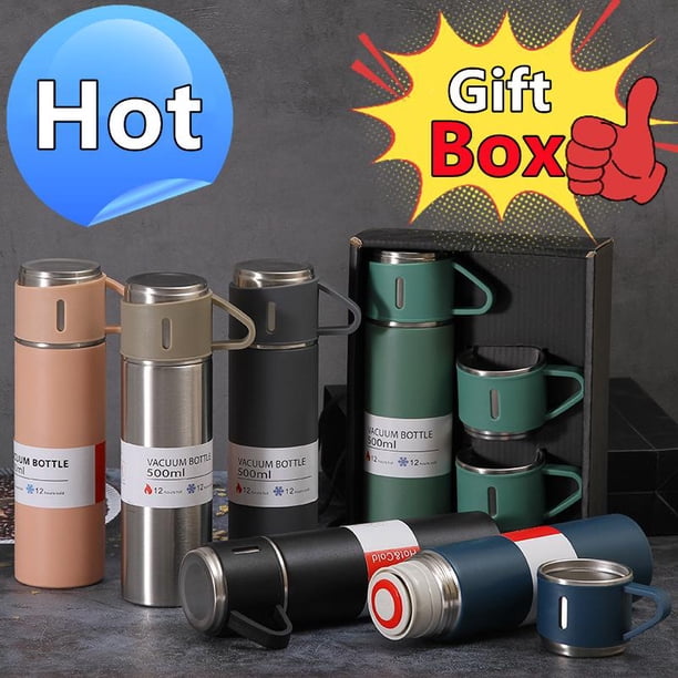 500ML Coffee Thermos Water Bottle Portable Thermal Tumbler Travel Sports Mug In-Car Insulated Cup Stainless Steel Vacuum FlasksPink Set With Box500ml He Qiyong unisex
