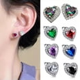 thumbnail image 2 of GKNET 7 Color Heart Cubic Zircon Women Stud Earring Silver Filled Delicate Jewelry 1Pair-black, 2 of 9