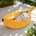 thumbnail image 5 of Pet Bed for Cats & Small Dogs with Enclosed Warm Hooded Cover, Cozy Semi-Enclosed Cave Design & Soft Long-Lasting Fabric, Suitable for Indoor Sleeping, by MPOISVA, 5 of 7