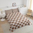 thumbnail image 4 of Erosebridal Brown Checkered Comforter Sets, Kawaii Bow Comforter Sets, Geometry Grid Room Decor, Reversible 2-Piece, 4 of 8