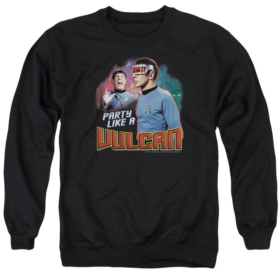 Star Trek Party Like A Vulcan Adult Crewneck Sweatshirt Black