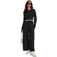 thumbnail image 5 of Unique Bargains Two Pieces Sets Hoodie Top Wide Leg Pants Tracksuit S Black, 5 of 7