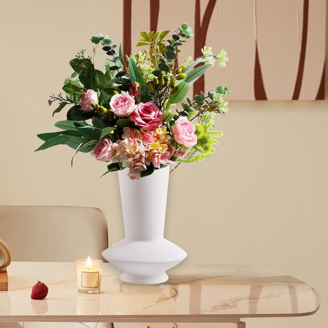 Florero de estilo europeo, florero minimalista de cerámica, florero elegante, florero moderno para decoración del hogar, sala de estar y bodas