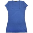 thumbnail image 1 of Camiseta básica acanalada INC para mujer, azul, mediana, 1 of 1