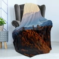 thumbnail image 4 of National Parks Soft Flannel Fleece Throw Blanket, Sunrise at the Mountains Pine Trees Covered on Hill Mist South Carolina, Cozy Plush for Indoor and Outdoor Use, 70" x 90", Multicolor, by Ambesonne, 4 of 5