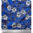 thumbnail image 1 of Soimoi Blue Poly Georgette Fabric Leaves & Lily Floral Print Sewing Fabric Yard 42 Inch Wide, 1 of 3