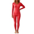 thumbnail image 5 of Edvintorg Matching Sets Women Plus Size Fashion Crew Neck Long Sleeve Top and Pant Thermal Fleece Outfits 2 Piece Loungewear Women Clothing Red L, 5 of 9