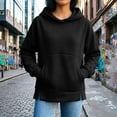 thumbnail image 2 of LLYWEY Sudadera con Capucha de Otoño para Mujer, Suéter de Forro Polar de Manga Larga de Color Sólido Casual para Viaje con Bolsillos Negro XL, 2 of 6