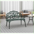 thumbnail image 6 of Outdoor Bench, Antique Floral Cast Aluminum with Back & Armrests | Steel | Lattice Back, 6 of 7