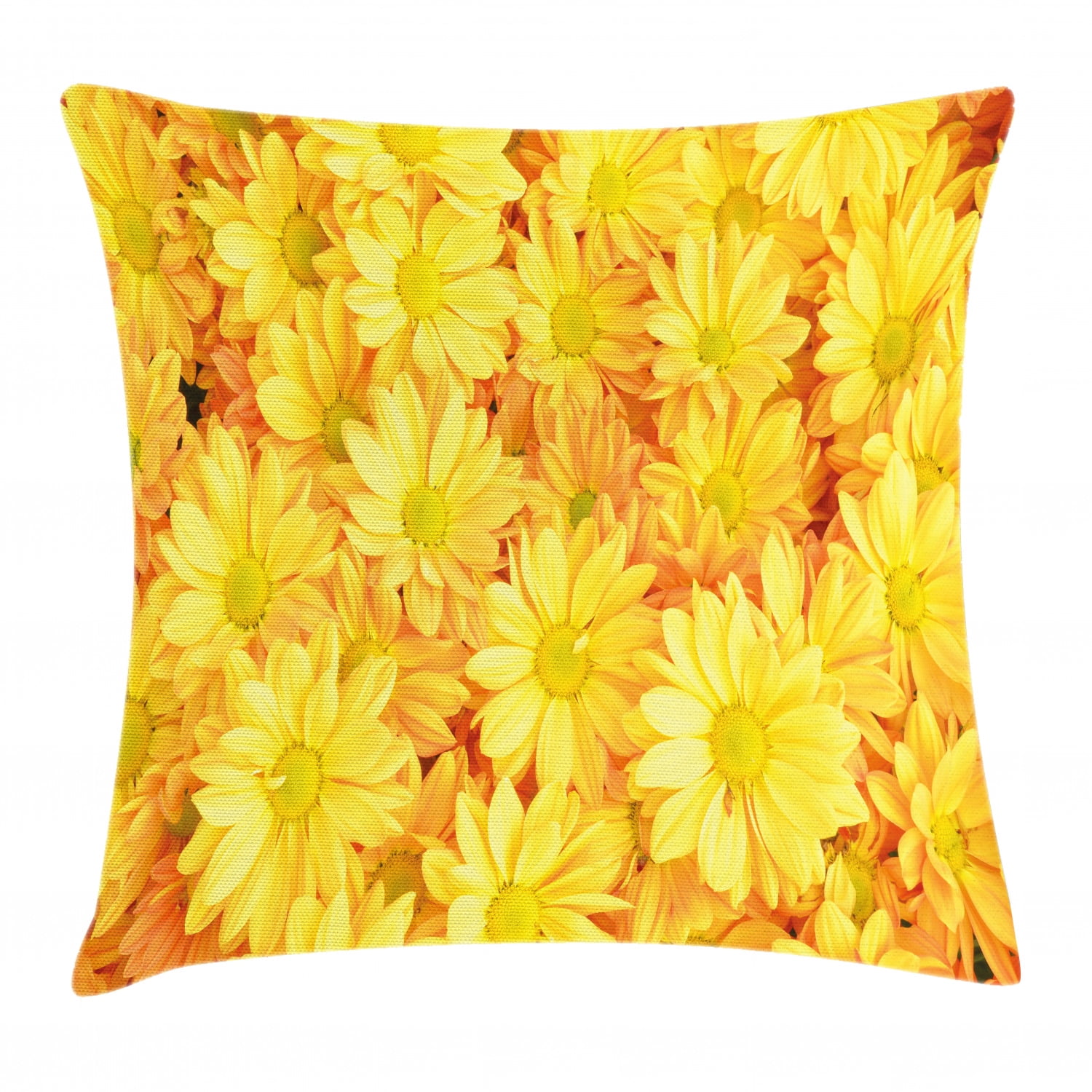 Yellow Flower Throw Pillow Cushion Cover, Lively Daisies Fresh Bouquets