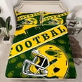 thumbnail image 2 of jejeloiu Football Rugby City Bed Sheets,Yellow Ball Helmet King Sheets For Men Women 4 Pieces, 2 of 7