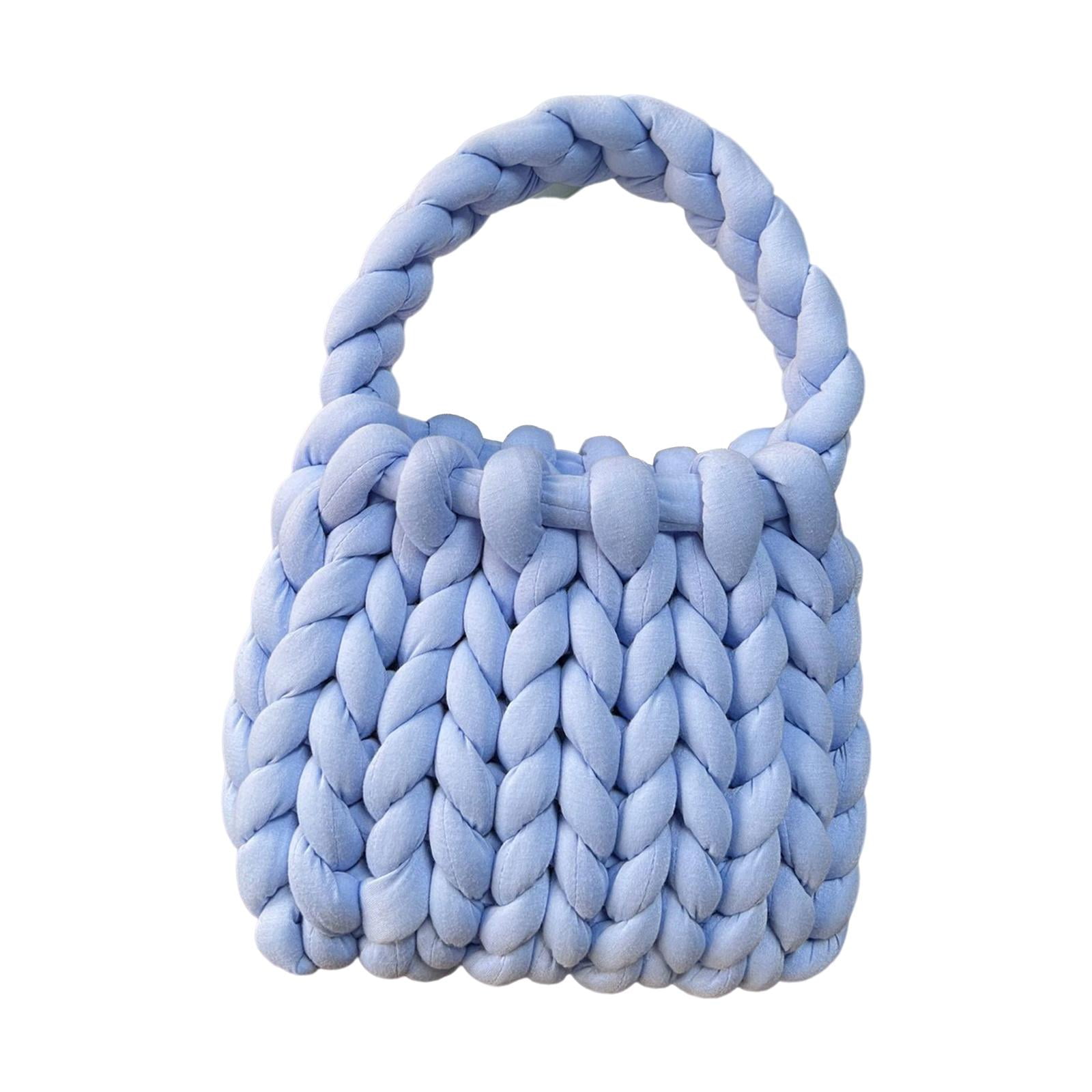 FVDPWYE Women Crochet Bag Clutch Purse Female Shopping Bag Knit Clutch Wallet Knit Purse blue
