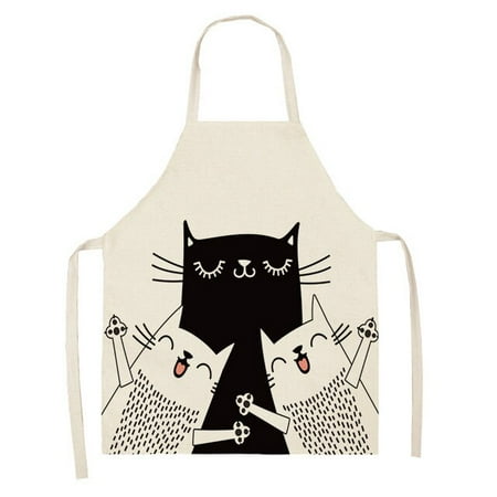 

Cartoon Animal Cat Printed Kitchen Apron for Women Sleeveless Linen Women Apron Home Baking Cooking Tool Kitchen Accessories