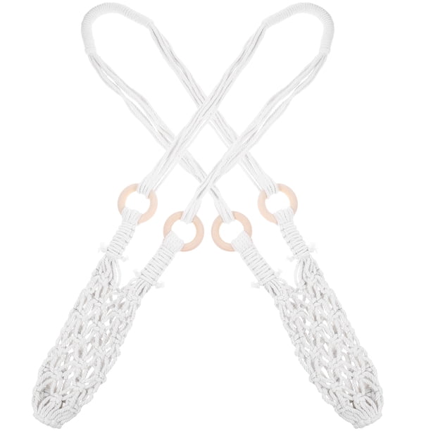 WORGEOUS Portabotellas de vino de macramé, colgador de botellas de vino de algodón, soporte de botella de macramé de pared, 2 uds.