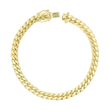 Nuragold 10k Yellow Gold 5mm Solid Miami Cuban Link Chain Bracelet, Mens  Jewelry Box Clasp 7
