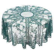 PTOOTP Green Round Lace Tablecloth Floral Decorative Table Cover for Party, Picnic, Dining and Home Use