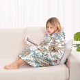 thumbnail image 4 of White Pioneer Flower and Paisley Pattern Blanket Hoodies for Kids 6-13YR Oversize Wearable Blanket Hoodies for Boys Girls Teens, 4 of 7
