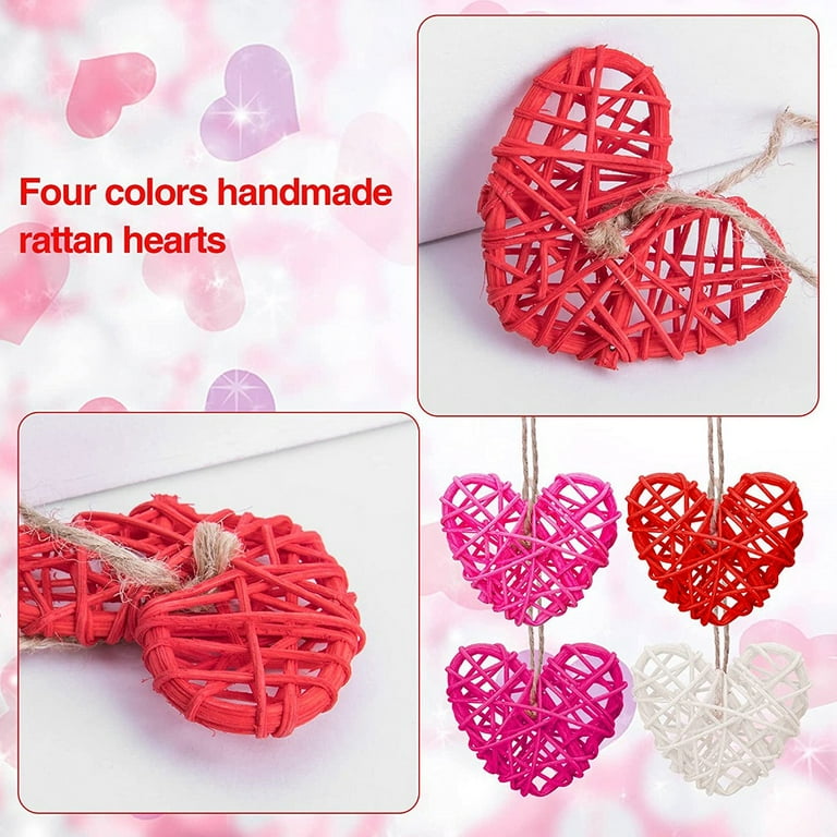 Heart Vase Filler Rattan Hearts Large Wicker Rattan Balls Heart Vase Filler  Decor Heart Shaped Natural Wicker Balls Rattan Twig Decorative for Wedding