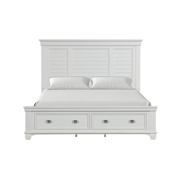 New Classic Furniture Jamestown Traditional Solid Wood King Bed - White Brushed