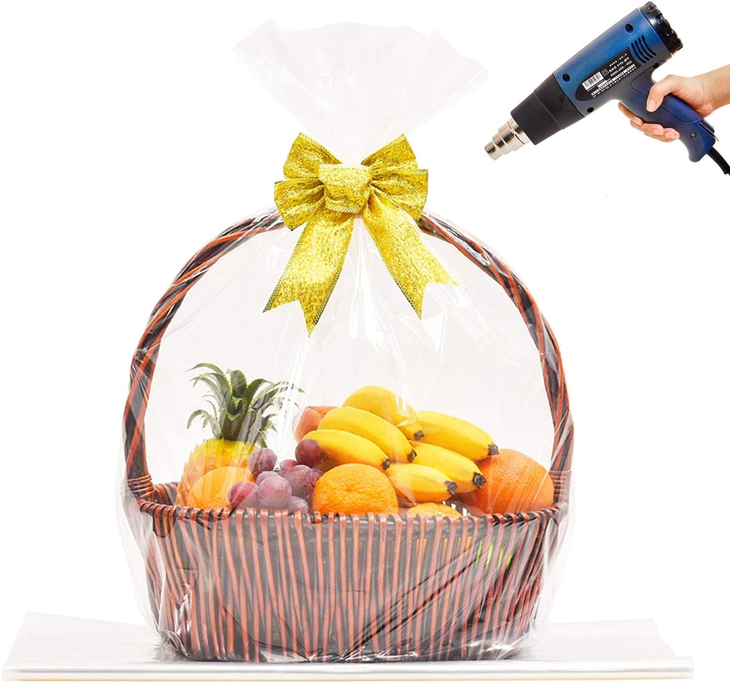 32x40 Inch, Basket Cellophane Shrink Bags, Shrink Wrap Bags