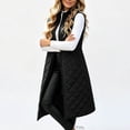 thumbnail image 4 of Sevevn Women's Stand‑Collar Quilted Long Puffer Vest Zip‑Up Maxi‑Length Sleeveless Gilet with Pockets Fall Winter Outerwear Black XL, 4 of 9