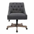 thumbnail image 3 of Swivel Office Chair, Modern Fabric Upholstered Tufted Accent Chair with Adjustable Lift Seat and Casters, Leisure Shell Vanity Chair for Living Room,Bedroom,Charcoal Gray, 3 of 7