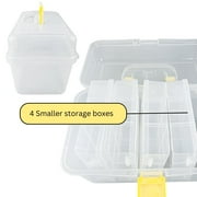 ToolUSA Transparent Storage Box System 12 x 8 x 7-1/2 30.5 cm x 20.3 cm x 19.1 cm Outer Box Includes 4 Stackable Boxes Padlock-Ready Ideal for Crafts & Tools