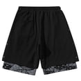 thumbnail image 3 of Vibrex Men's Shorts, Men's Double-layer Trendy Printed Casual Sports Shorts, Black_M, 3 of 8