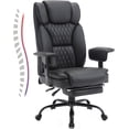 thumbnail image 3 of Reclining Office Chair with Footrest, Ergonomic Leather Computer Executive Chair with Wheels, Recliner Office Desk Chairs, 400LB Big and Tall Office Chair with Lumbar Support for Home Office,Black, 3 of 7
