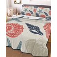 thumbnail image 3 of Quilts Twin Size Bedding Set, Red Blue Coastal Lightweight Quilted Comforter, Starfish Shell Coral Summer Beach Rustic Soft Reversible Bedspread Coverlet with Pillow Covers for All Season, 68" x 86", 3 of 7