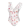 thumbnail image 4 of Yiaed Red coral and scallop seashell Print Women's Ruffled One Piece Swimsuit V Neck Swimwear Slimming Monokini for Woman-XX-Large, 4 of 8