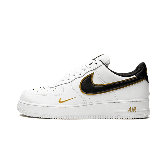 NIKE MENS Air Force 1 '07 LV8 "Double Swoosh - White / Black / Gold" DA8481 100 from Stadium Goods
